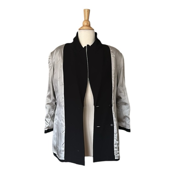 CRISCIONE NY Vintage 80s Double Breasted Black Blazer Glam Silver Rhinestone M - Picture 10 of 17